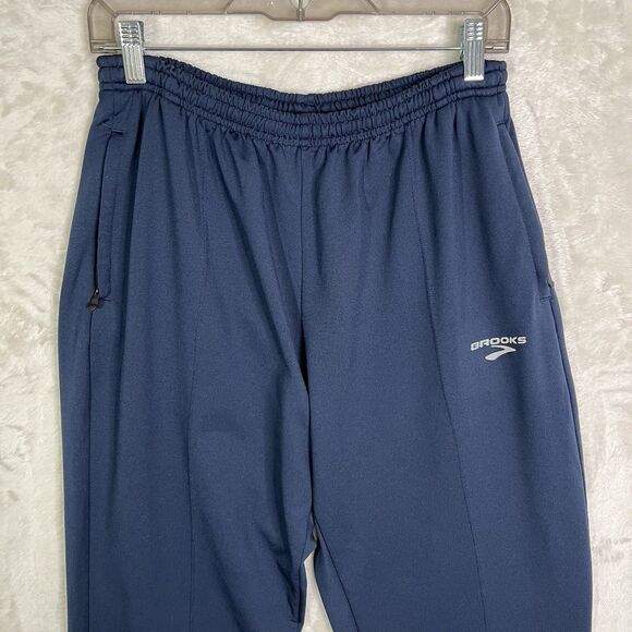 Brooks Other - Brooks Men's Sz L Athletic Joggers Navy Blue Sport Pants Trackers 2 Packets Zip